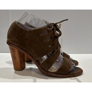 Frye Women's 6.5 Sofia Tie On Lace Up Heels Brown Suede Shoes Pumps